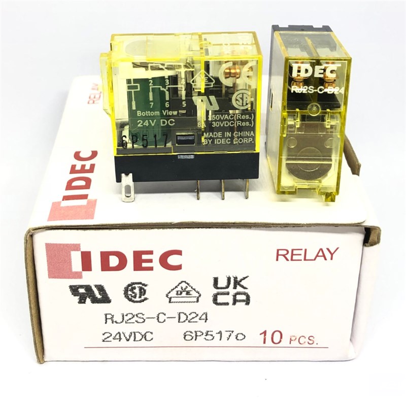 IDEC和泉RJ2S-C-D24不带灯中间继电器8脚8A RJ25c DC24V 2开2闭