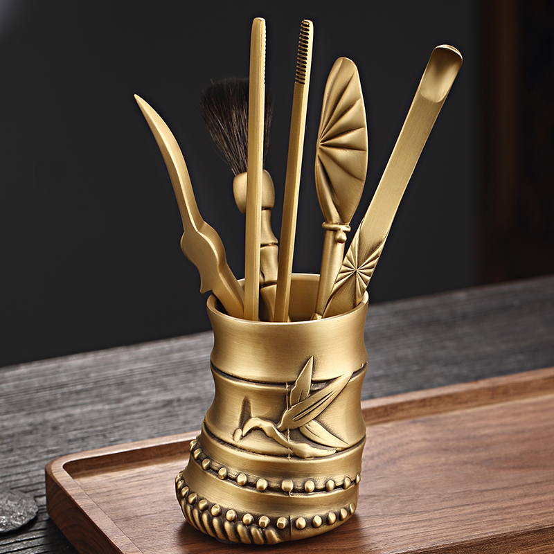 纯铜茶道六君子套装功夫茶具配件高档养壶笔茶夹子茶刀茶匙6君子