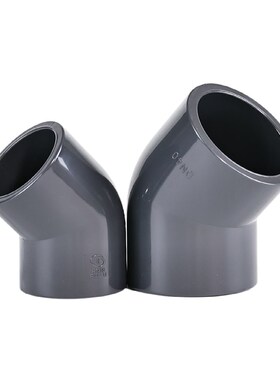 PVC45度弯头UPVC灰色塑料化工级给水管45鱼缸配件排水管件PN16