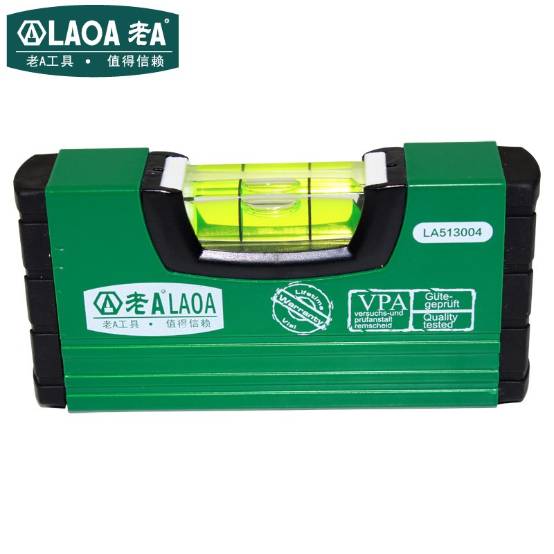 老A工具 迷你便携式水平尺 铝合金水平尺 量平L衡尺子 LA513004