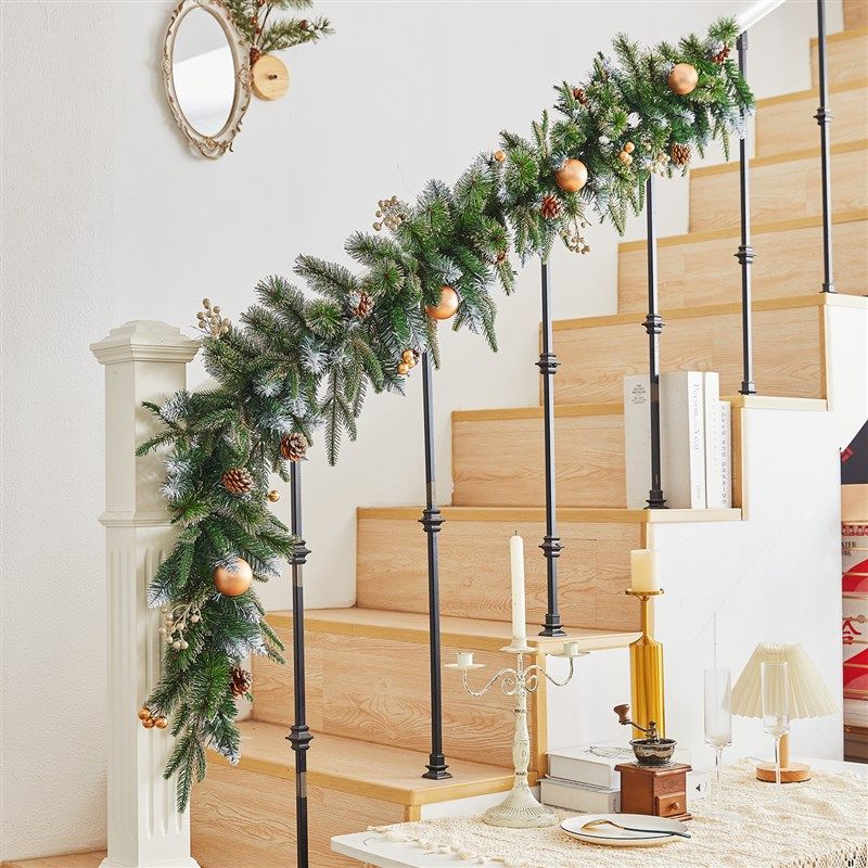 圣诞装饰藤条花环楼梯扶手栏杆挂件松果球装饰品氛围布置,节庆用品/礼品,圣诞装饰品,淘宝优惠券,粉丝福利购,淘宝优惠卷