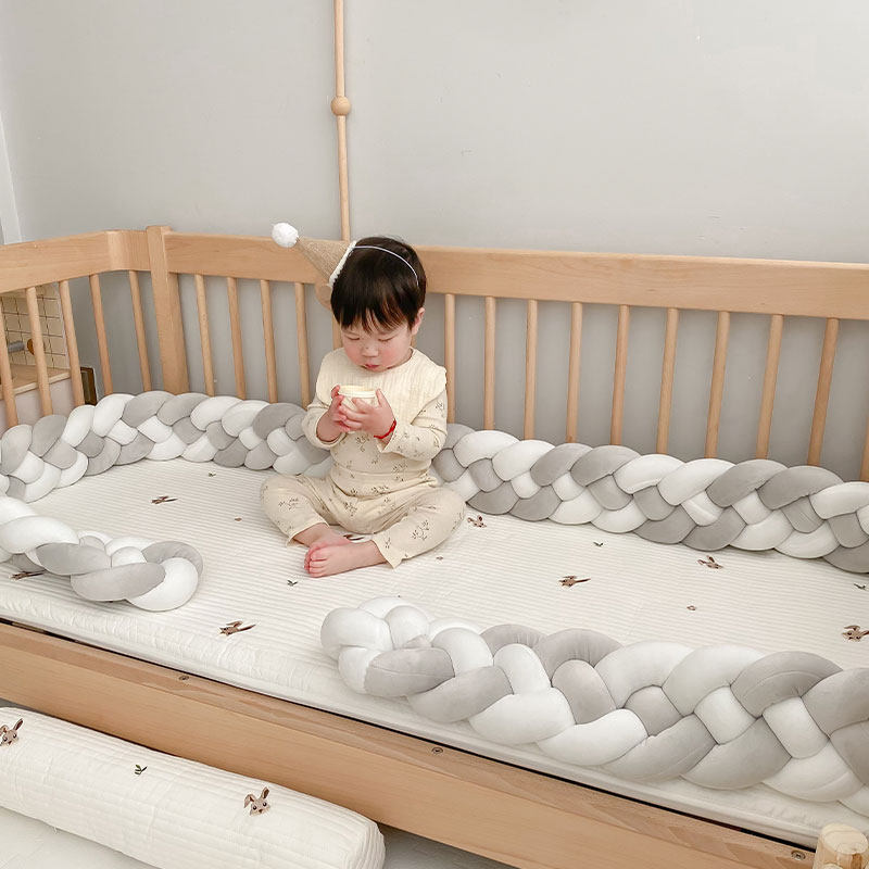 婴儿床围麻花打结围栏软包防撞条新生儿床围拼接床缓冲床靠