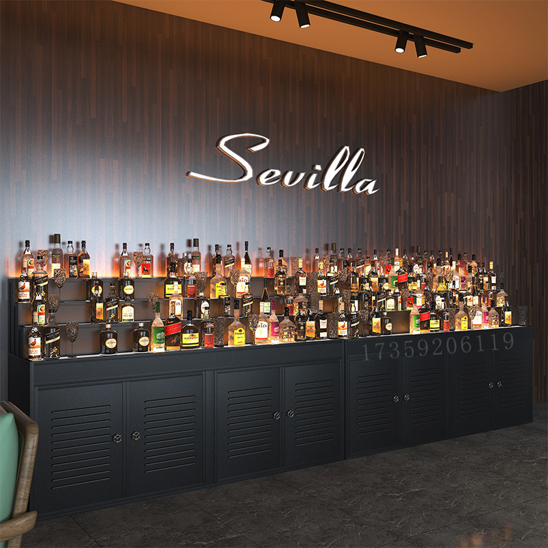 吧台酒架置物架酒柜靠墙酒吧展示架F餐厅酒架简约现代清吧酒柜壁