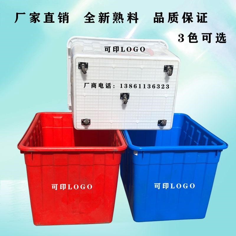 加厚超大带轮子塑料箱带盖服装厂储物收纳箱新款带轱辘搬运周转箱