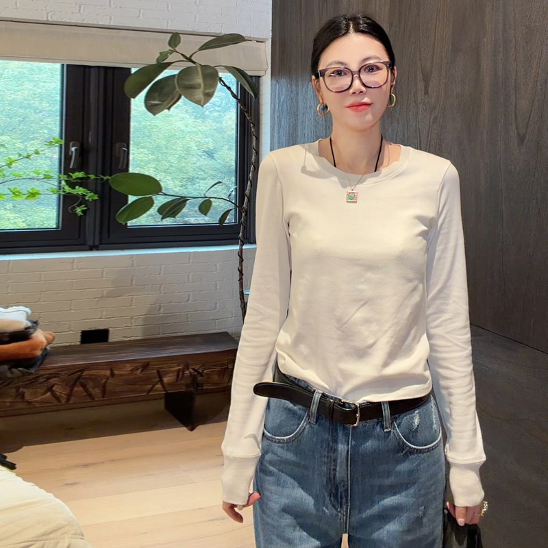 LUNA白色梦屿row纯色高弹服U帖打底内搭T恤
