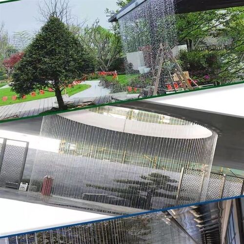 雨帘不锈钢瀑布出水口假山流水叠水水幕墙流水墙线性拉线瀑布雨滴