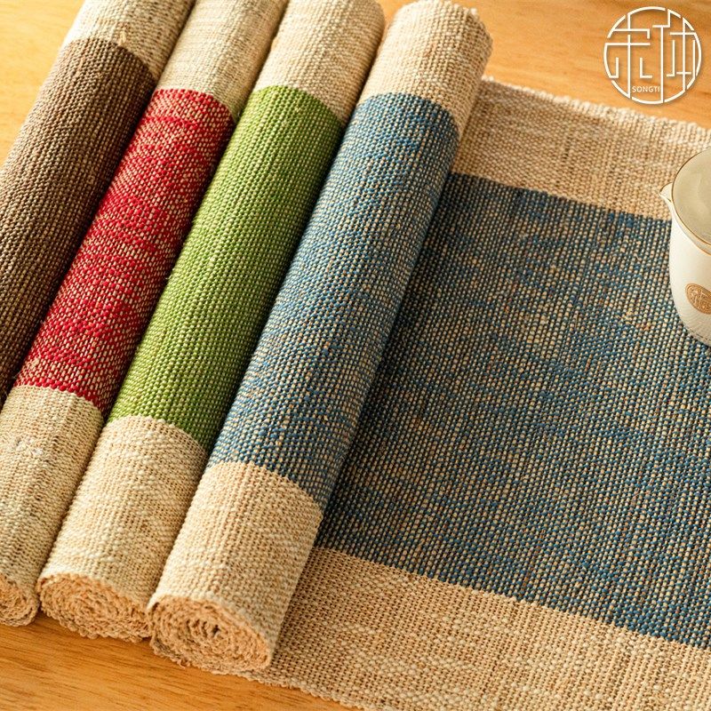 拼色桌旗田园风全手工苎麻夏布厚款茶席桌布定制餐茶桌装饰垫布艺,居家布艺,桌旗,淘宝优惠券,粉丝福利购,淘宝优惠卷