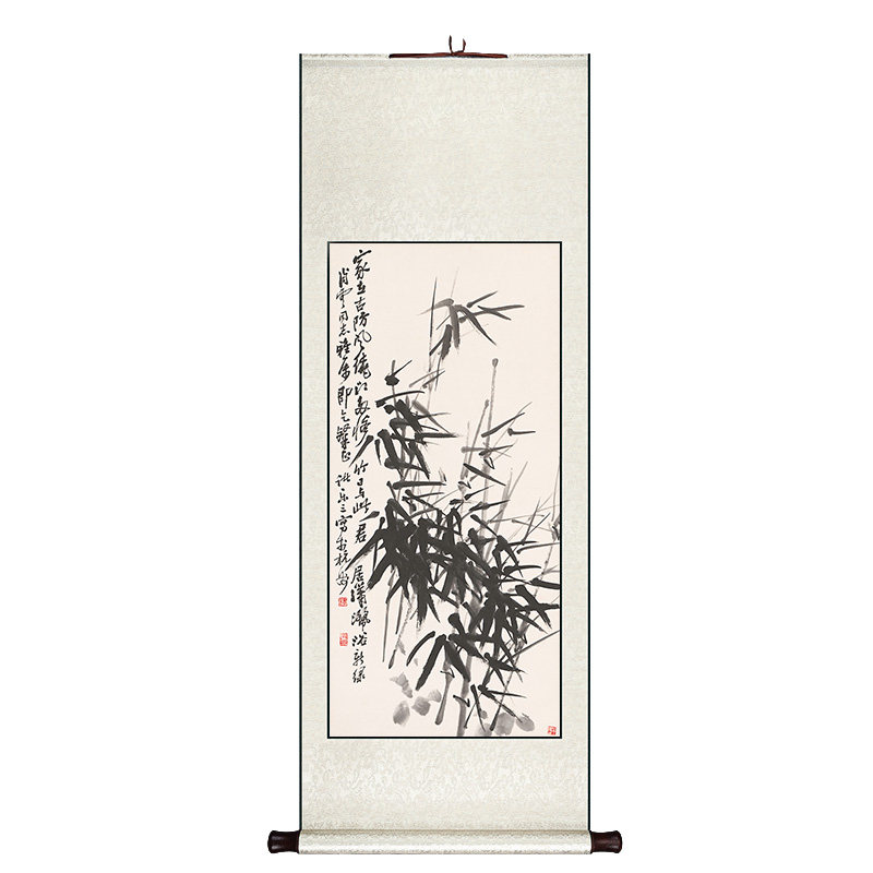 郑板桥字画挂画卷轴水墨竹子玄关装饰画新中式书房餐厅客厅壁画