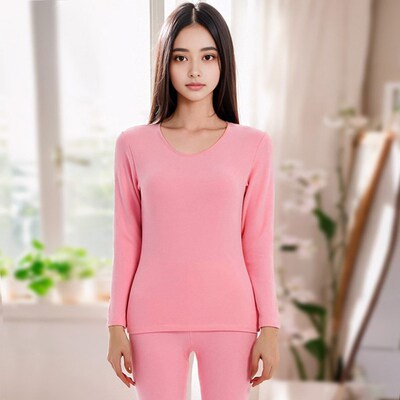 舒绒保暖内衣女套装打底衬衣棉毛衫冬季学生全棉加厚秋衣秋裤