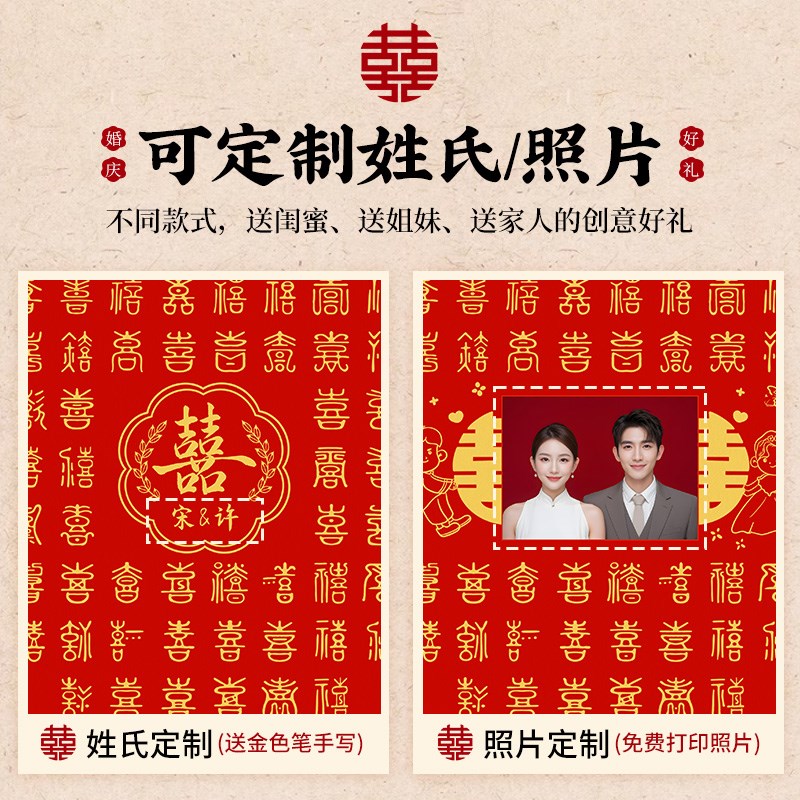 结婚礼物送新人实用百喜图diy新婚闺蜜姐姐哥哥新娘新郎高级
