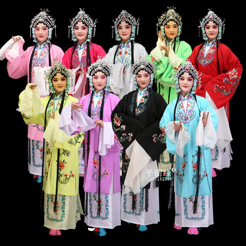 戏服装女花旦京剧古装越剧演出青衣水袖练功服Q女披戏曲花旦女对