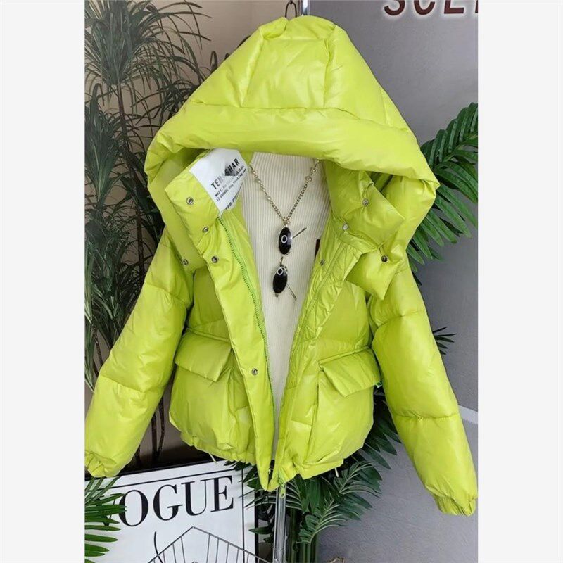 羽绒棉服b女短款2025冬装爆款彩色棉衣连帽面包服洋气小个子棉袄