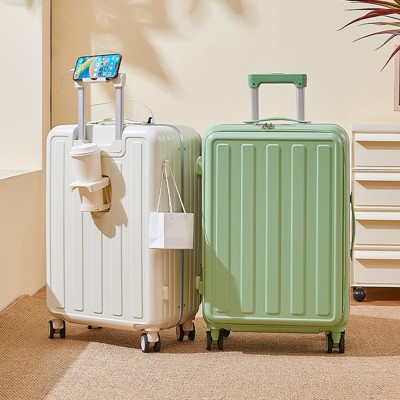 铝框深仓行李箱女2024新款前开口大容量密码旅行箱子26寸拉杆箱男