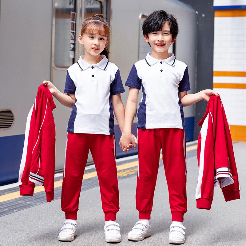 幼儿园园服春秋款小学生红色绿色校服儿童长袖班服运动风三件套装
