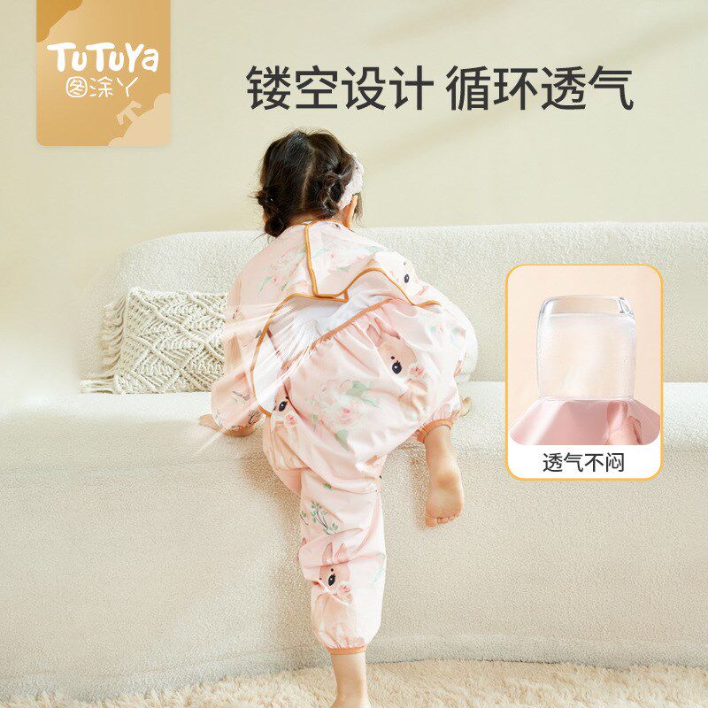 宝宝连体罩衣婴儿防脏爬行服秋冬长袖可外穿防水一体儿童喂吃饭衣