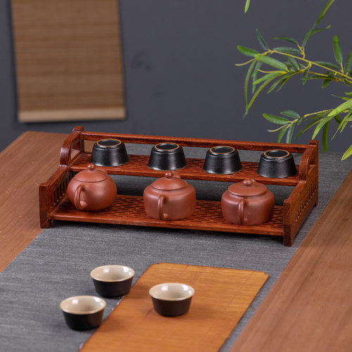 茶架桌面茶壶收纳架紫砂壶摆放架实木博古架小型R茶具置物架展示