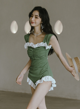 李元夕-W小调连体遮肚显瘦保守可爱纯欲风温泉游泳衣女泳装新款