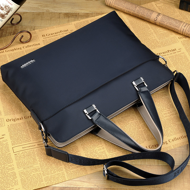 手提包男商务休闲牛津布包男士公文包尼龙帆布男包单肩包电脑包潮