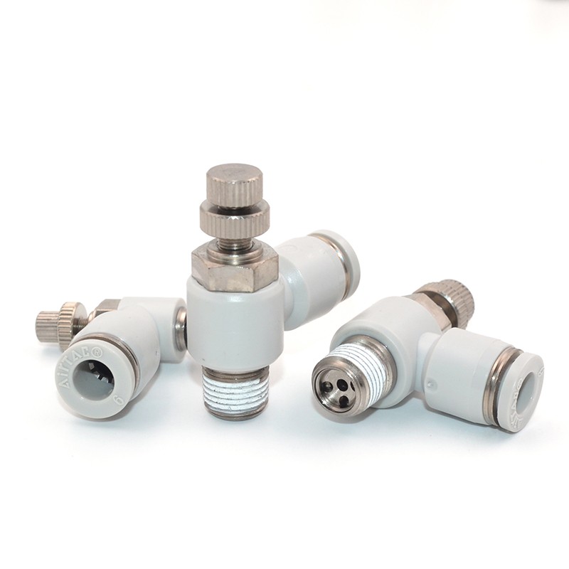 亚德客型气动气缸调速接头ASL/PSL4/6/8/10-M5/01/02节流阀限流阀