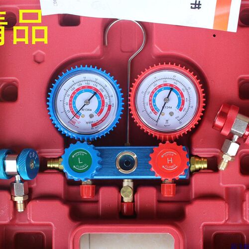 汽车加环保雪种加氟表双表阀汽车冷媒空调表冰种R134A制冷压力表