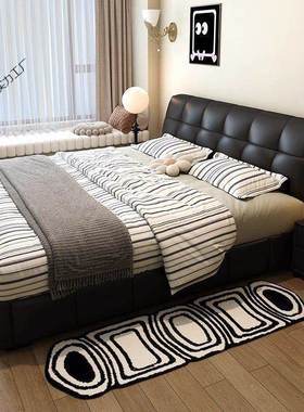 现代黑色简约真意TQE式双人床储皮物端主卧高小户地型储物软包落