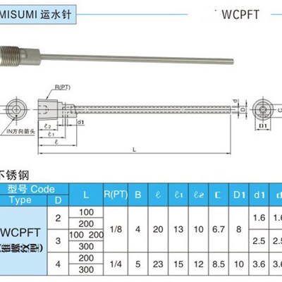 供应米标WCPF 2 3 4冷却管WCPFT 2 3 4 螺纹型模具运水针非标订做