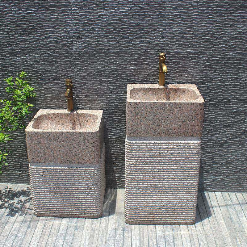 花ZG-65031园石材手盆庭院儿童石头洗手池盆台别墅水原石立柱洗池