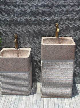 花ZG-65031园石材手盆庭院儿童石头洗手池盆台别墅水原石立柱洗池