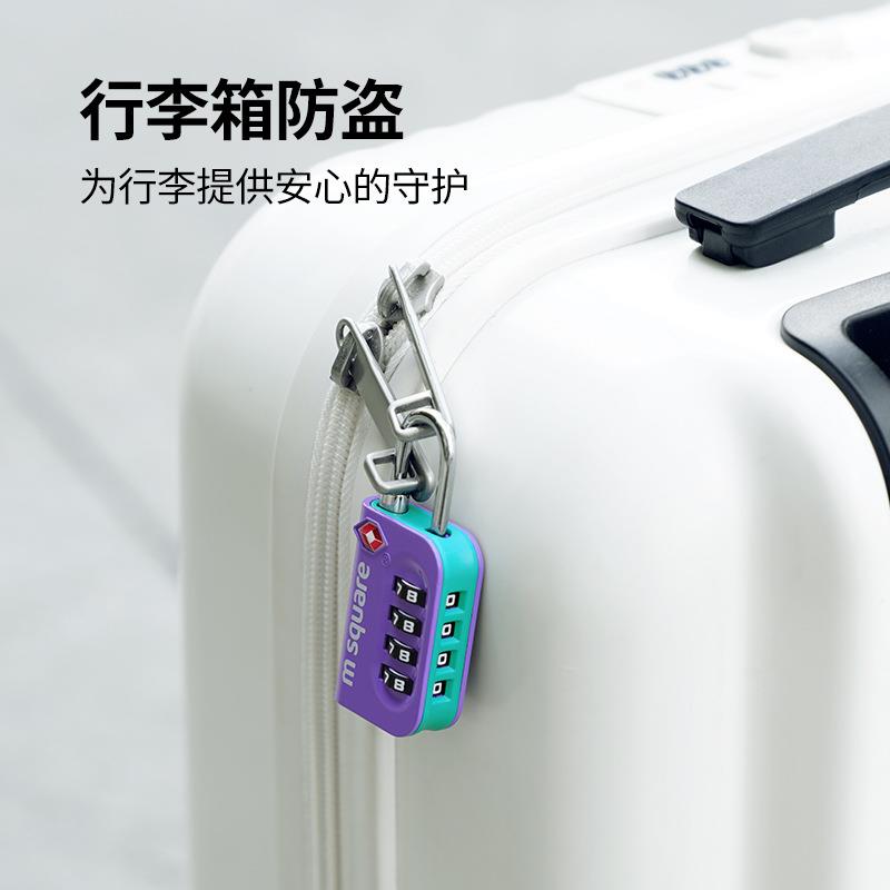 m锁squar储e行李箱海关tsa密码挂锁锁物柜便携S243120锁钢丝绳防