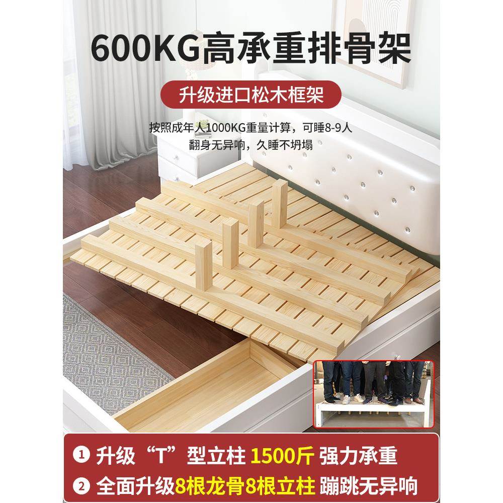 实木床简现代约21.5米欧式双人储床主KX-67426卧出租房家用物软包