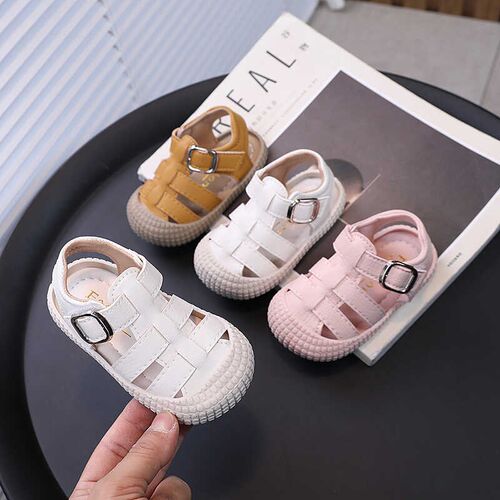 韩版凉鞋夏季2h024新款婴幼儿软底学步鞋女小童防踢包头鞋子男童