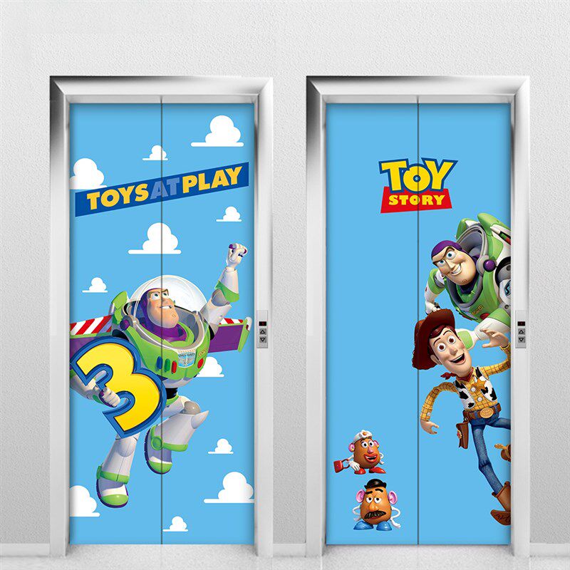 玩具总动员自粘电梯门贴贴纸巴斯光年墙贴卡通防水入户门翻新贴画,家居饰品,门贴,淘宝优惠券,粉丝福利购,淘宝优惠卷