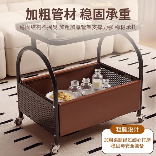 中古风小推车边几移动茶几桌客厅沙发高级床头柜置物架零食收纳架
