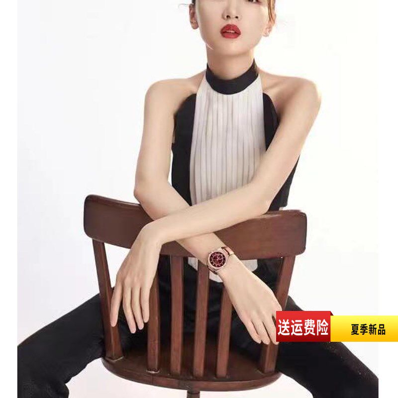2025新款黑白挂脖连体裤女夏雪纺小个子设计O感连衣裤女神范高级