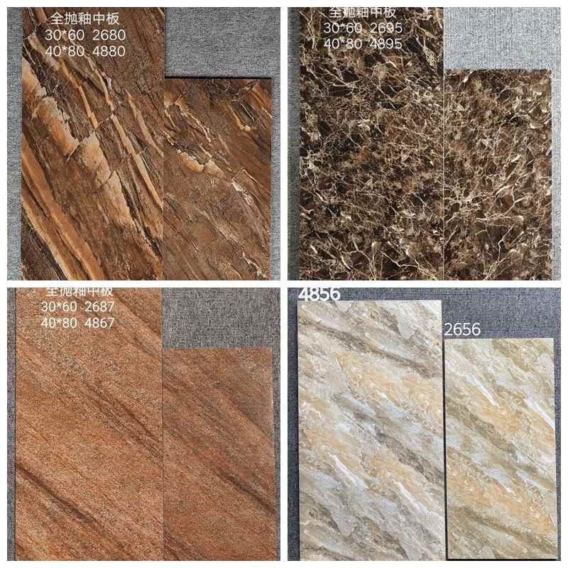 大理石别墅亮光抛釉外墙砖400x800自建房大门酒店商Y铺红色门面砖