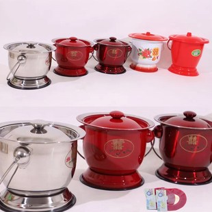 高脚搪瓷痰盂花兰桶盖子保暖垫不锈钢痰盂孙桶加厚儿童老人坐便器