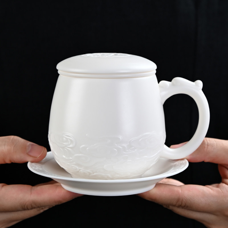 羊脂玉德化白瓷茶杯个人专用带过滤泡茶办公杯高档陶瓷水杯会议杯,餐饮具,茶杯,淘宝优惠券,粉丝福利购,淘宝优惠卷