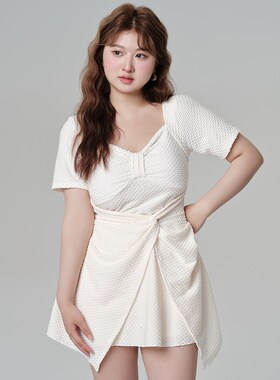 大码泳衣女胖mm2m00斤显瘦遮肉无钢圈大胸显钢托遮肚微胖温泉裙式