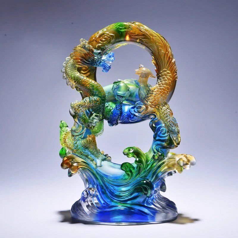 威弗列德客c厅上档次寓意好的结婚礼物送新人新婚贺礼琉璃龙凤摆