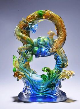 威弗列德客c厅上档次寓意好的结婚礼物送新人新婚贺礼琉璃龙凤摆