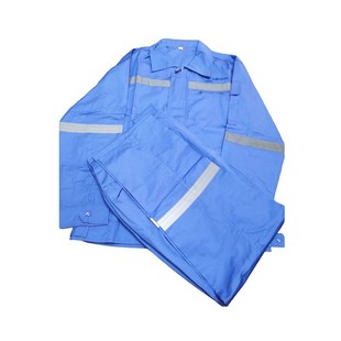 中核五公司浅蓝色工作服套装涤棉全工艺长袖工厂车间服装