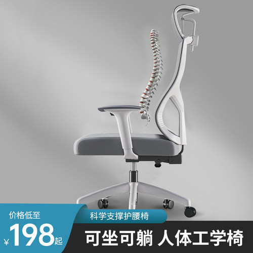 体工学护腰电脑椅舒适久坐电竞椅升降座椅躺办公椅