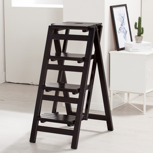 实木家用梯凳两用四步梯椅加厚室内登梯子人字梯
