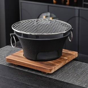 家用户外铁盆泡茶器具 创意围炉煮茶铸铁壶木炭火烧烤取暖2024新款
