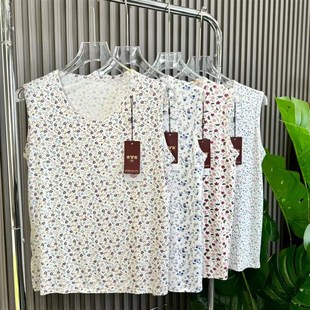 妈妈装 老人衫 打底汗衫 2139 夏季 宽肩款 印花背心女宽松大码