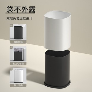 高颜值桶轻奢酒店收纳桶 家用无盖不锈钢垃圾桶小号客厅办公室新款