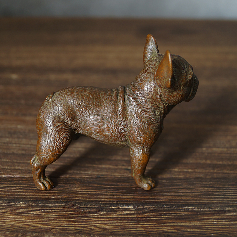 厂价苏工精铜斗牛犬生肖狗茶宠茶玩创意博古架盆景微景观造景摆件