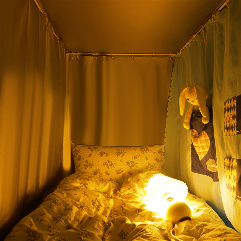 全遮光布床帘蚊帐一体三开门学生宿舍上铺寝室上下铺通用伸缩支架