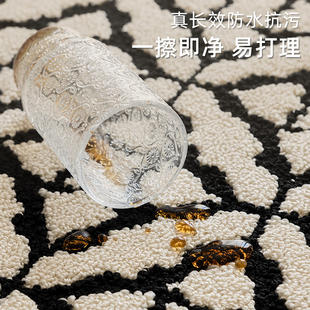 秋冬法式 2023新款 风复古黑白地毯客厅卧室免洗可擦免打理轻奢高级