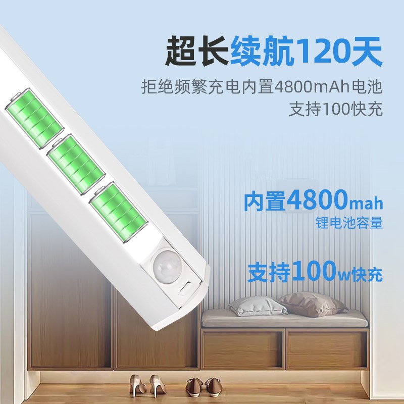 入户门感应灯人来即亮人走即灭灯带人体充电磁吸直角入户进门灯条